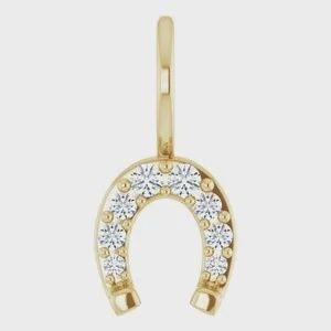 14K Yellow 1/8 CTW Natural Diamond Horseshoe Pendant, Metal type: 14K Rose