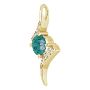 10K Yellow 6 mm Round Alexandrite Pendant, Care Plan: 3 Year Gold Plan Yearly, Metal type: 14 Yellow Gold