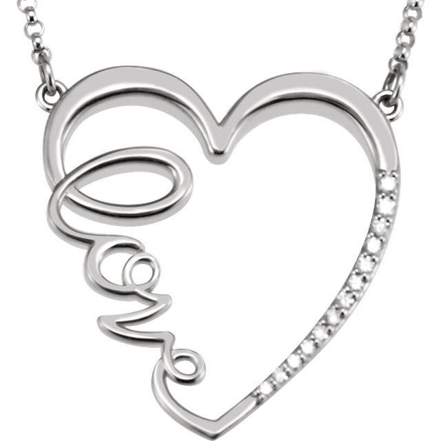 Sterling Silver 1/6 CTW Diamond &quot;Love&quot; Heart Infinity 18&quot; Necklace, Metal type: Sterling Silver