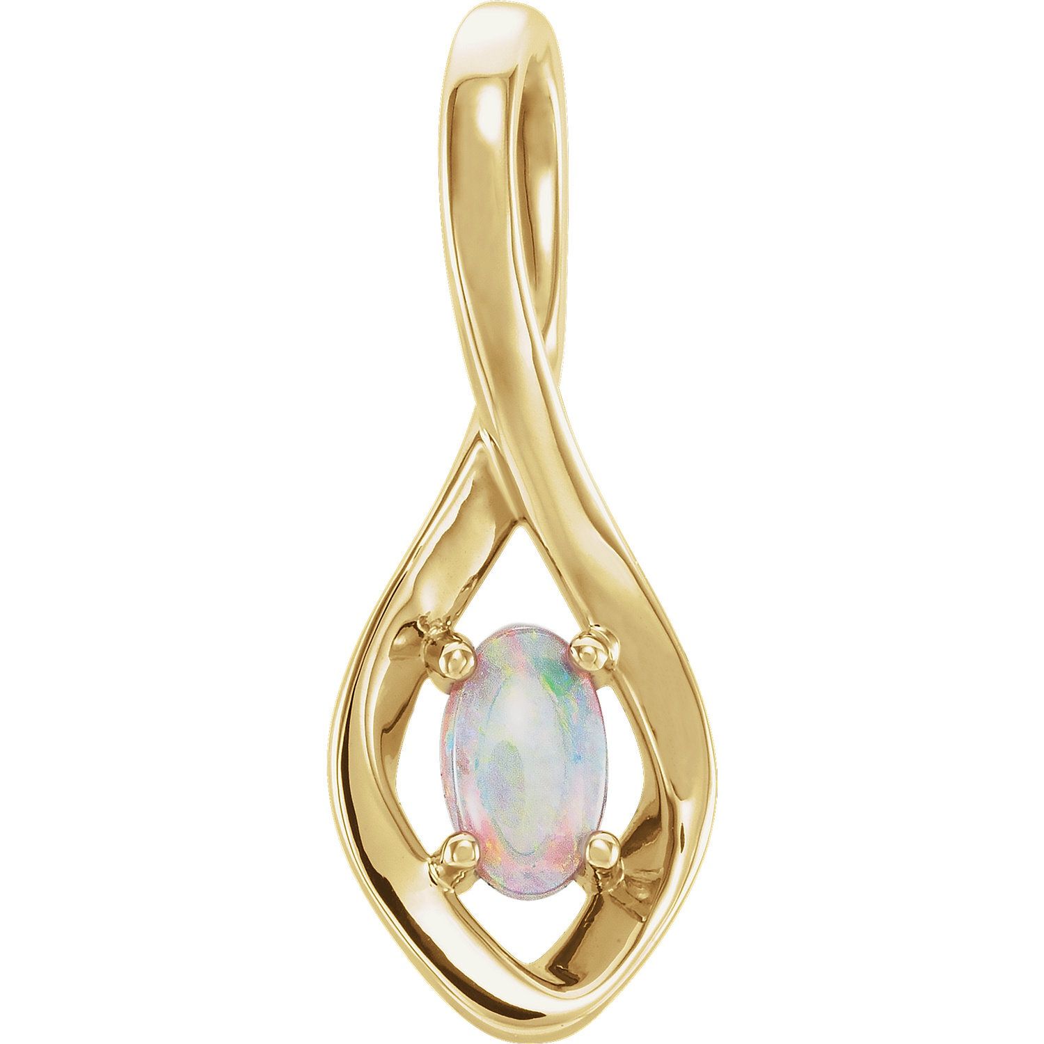 14K Yellow Australian Opal Freeform Pendant, Metal type: Sterling Silver