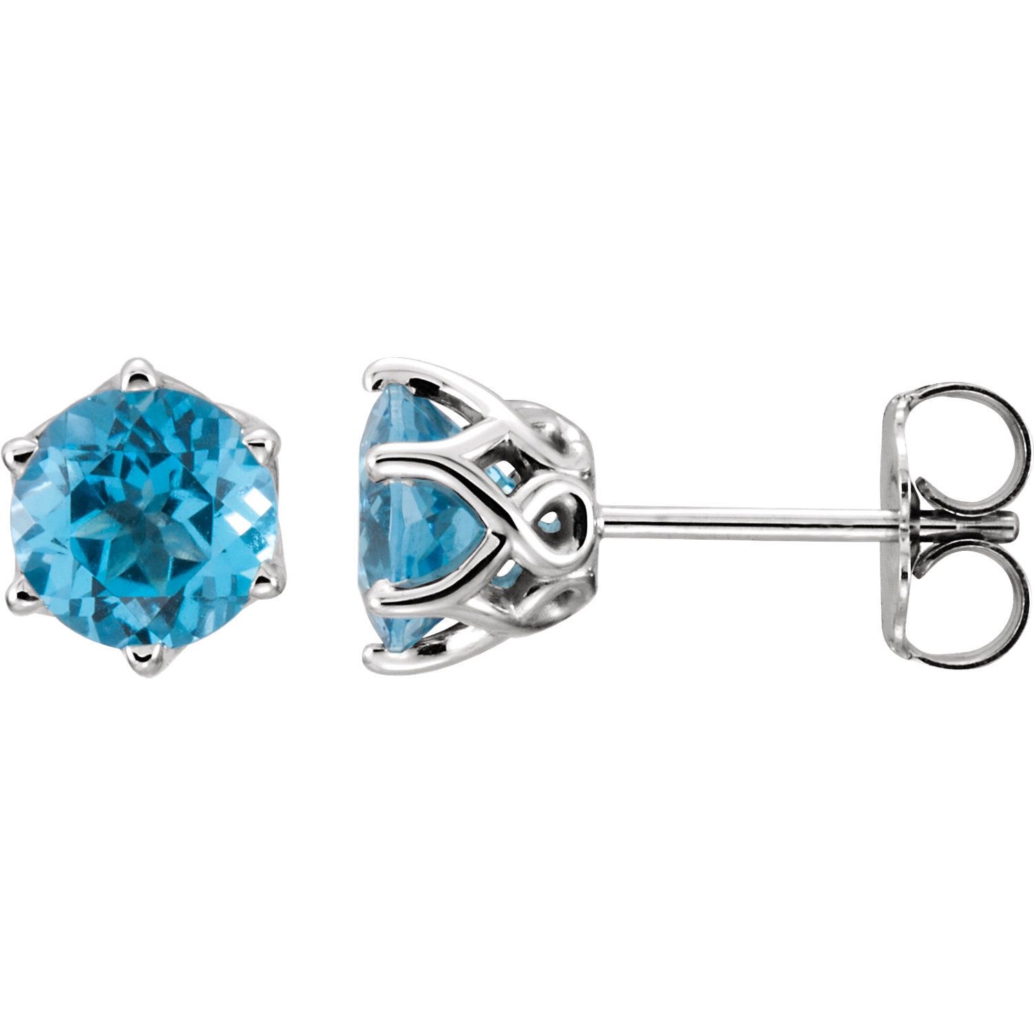 14K White Swiss Blue Topaz Earrings, Metal type: Sterling Silver