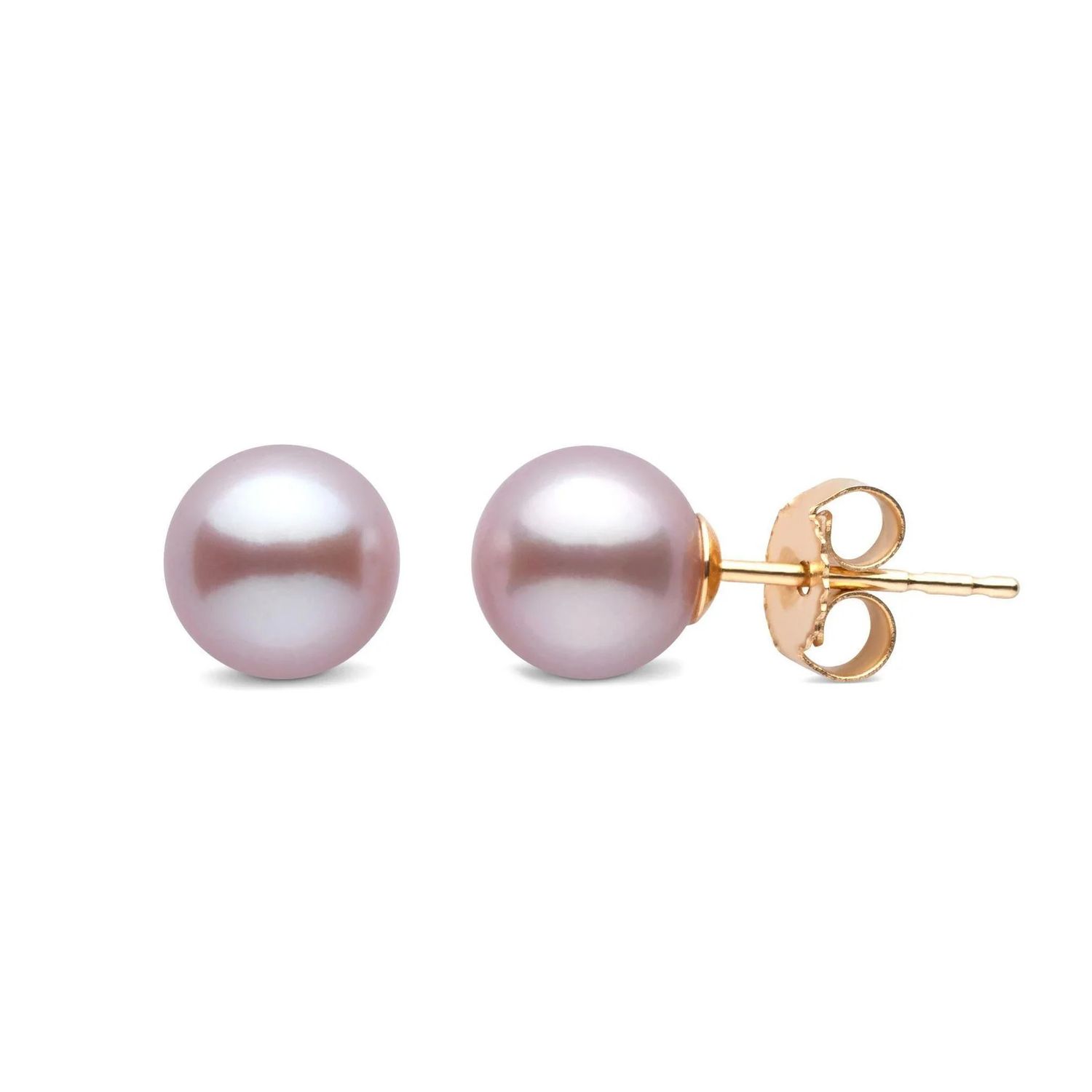 6.5-7.0 mm AAA Lavender Freshwater Pearl Stud Earrings, Metal type: 14K White