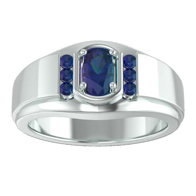 Sterling Silver Natural Alexandrite Mens Ring*this item is made to order, Size: 8