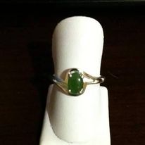 6 x4 mm oval 10K yellow gold Jade ring