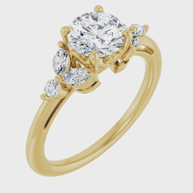 14K Yellow 6.5 mm Round 1 1/4 CTW Natural Diamond Engagement Ring