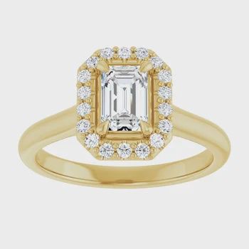 14K Yellow 6 x 4 mm Emerald Engagement Ring, Care Plan: 3 Yr Gold Plan Yearly, Metal type: 14K White, Size: 6