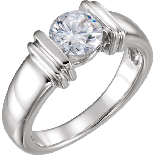 14K White 4.1mm Round 1/4 ct Solitaire Engagement Ring, Metal type: Sterling Silver, Size: Size 5