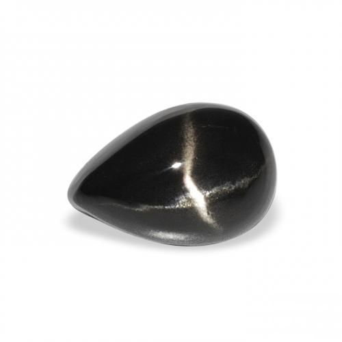 2.63ct Natural Black Star Diopside, Pear Shape, Opaque