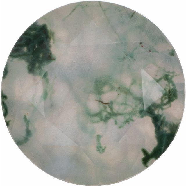 6 mm Round Faceted Natural Moss Agate