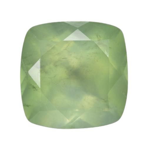 7.60ct Natural Medium Green Prehnite, Cushion, Translucent 	12 x 12 mm