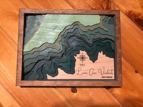 Linn Cove Viaduct – 6-Layer Topographical Wood Map Linn Cove Viaduct – 6-Layer Topographical Wood Map