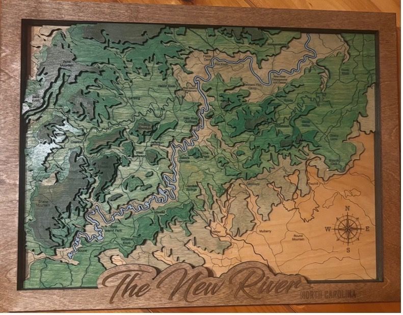 Topographical Wood Map of the New River Topographical Wood Map of the New River