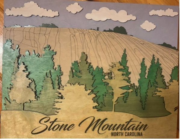 Stone Mountain, North Carolina — Layered Wood Landscape (15 Stone Mountain, North Carolina — Layered Wood Landscape (15" × 19")