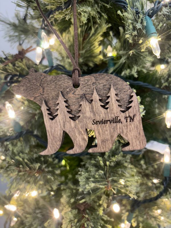 Black Bear Ornament with Custom Town Name