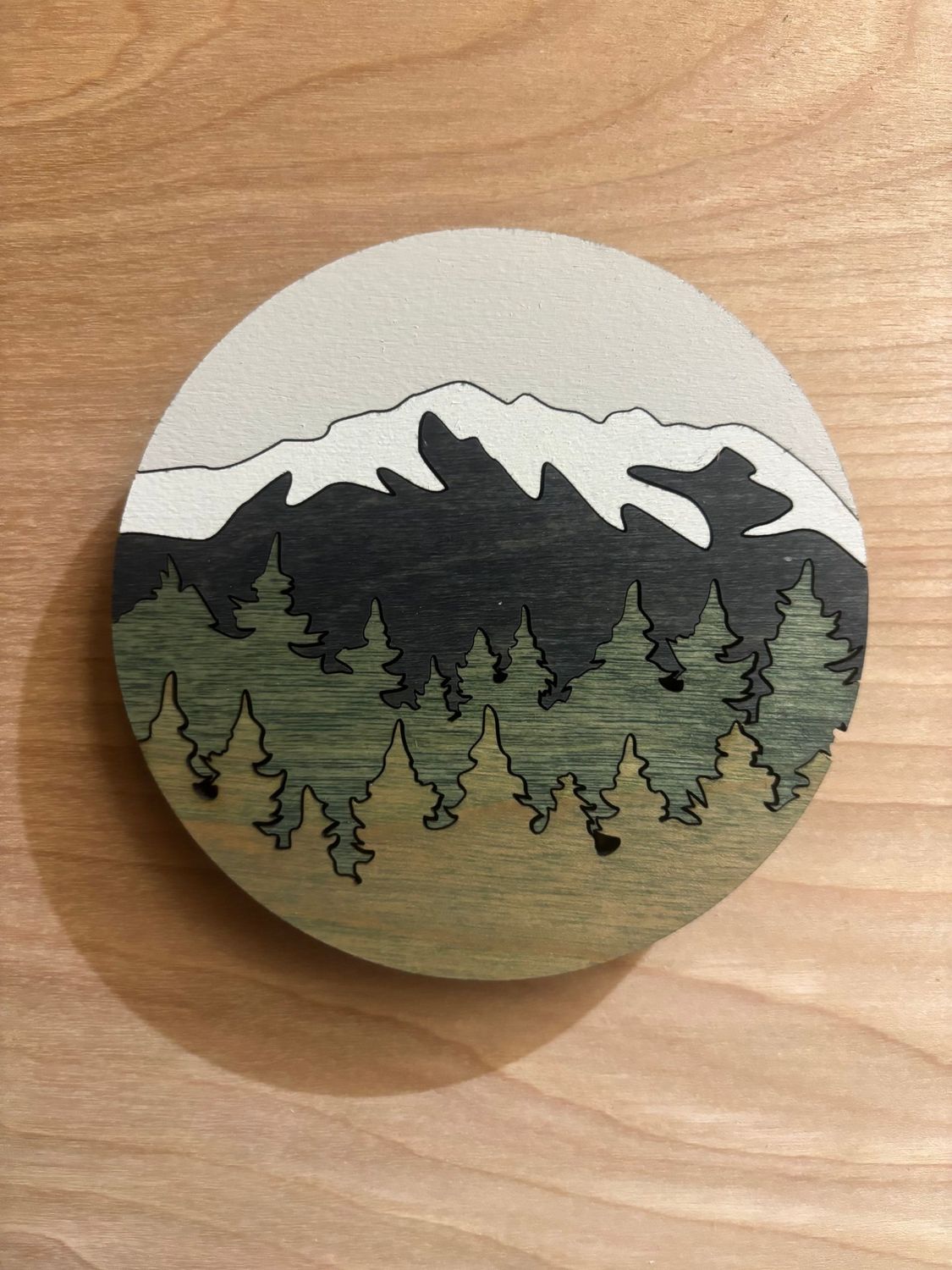 Layered Mountain Wood Magnet