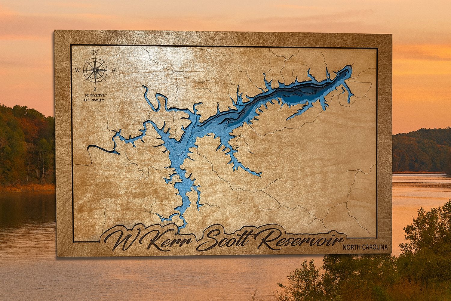 Custom Bathymetric Map of W Kerr Scott Reservoir