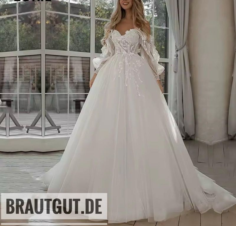 Maßgeschneidertes elegantes A-Linien Brautkleid mit Spitze maßgeschneidert