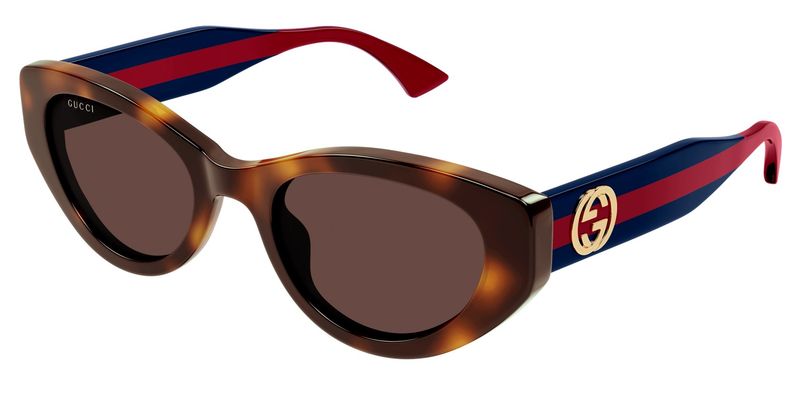 Occhiali da sole Gucci asta blu e rossa