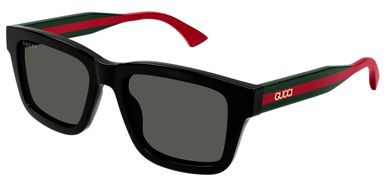 Occhiali da sole Gucci nero asta verde e rossa