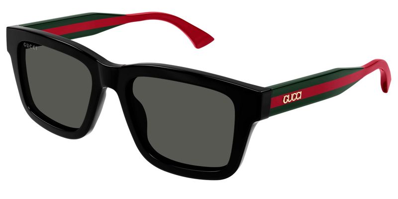Occhiali da sole Gucci nero asta verde e rossa