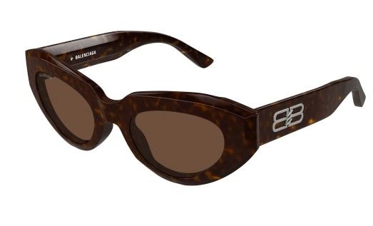 Occhiale da sole Balenciaga havana -Linea Everyday forma gatto lenti marroni e logo laterale