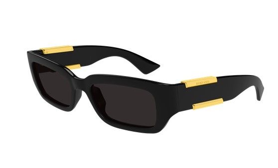 Occhiale da sole unisex Bottega Veneta nero e oro - Linea Ribbon rettangolare