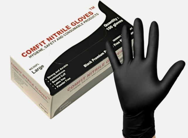 Black Powder Free Nitrile Gloves LARGE