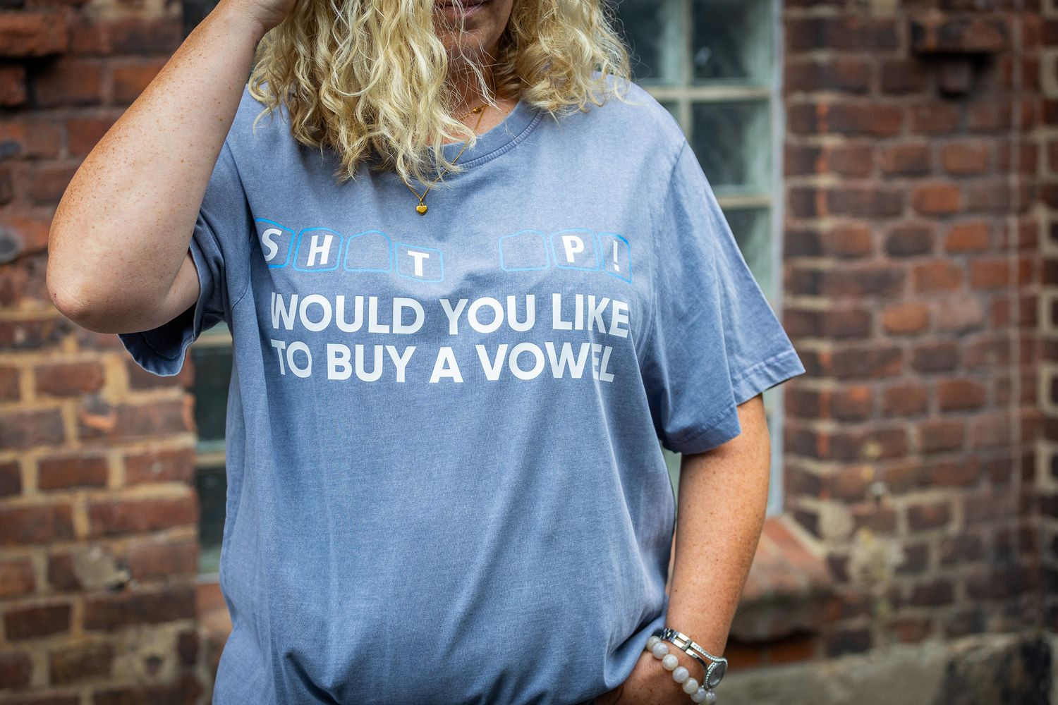 T-Shirt Vintage Blue &quot;Shut Up&quot;