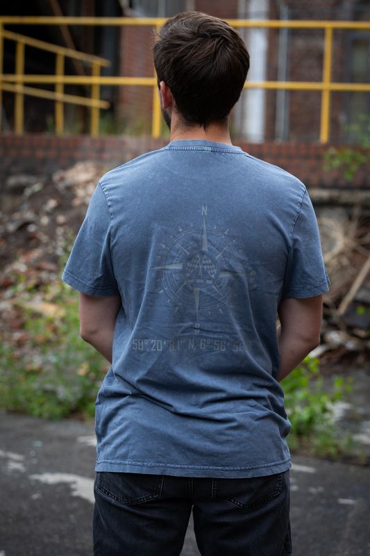 T-Shirt Vintage Blau &quot;Kompass&quot;