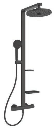 Colonne de douche thermostatique Alu + noir mat - Colonne de douche thermostatique Alu + noir mat -