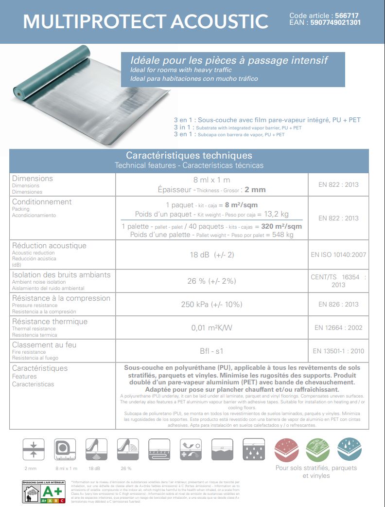 Alsaflooring Multiprotect acoustique Sous-couche