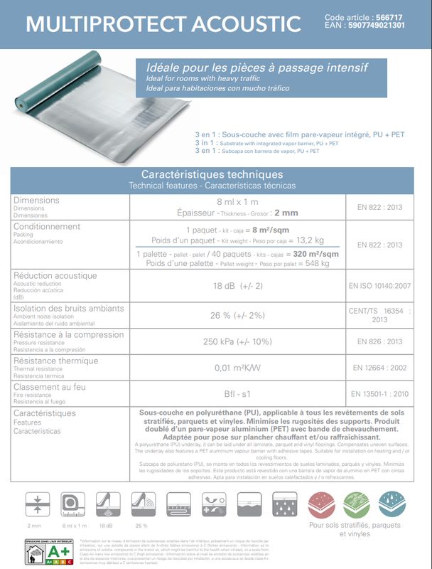 Alsaflooring Multiprotect acoustique Sous-couche