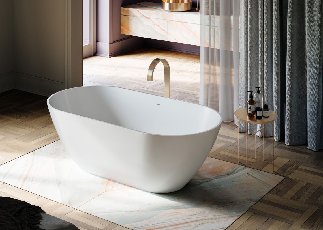 CAA Plum baignoire ilot PLUM en Marbre de synthèse (MineraLite) blanc mat CAA Plum baignoire ilot PLUM en Marbre de synthèse (MineraLite) blanc mat