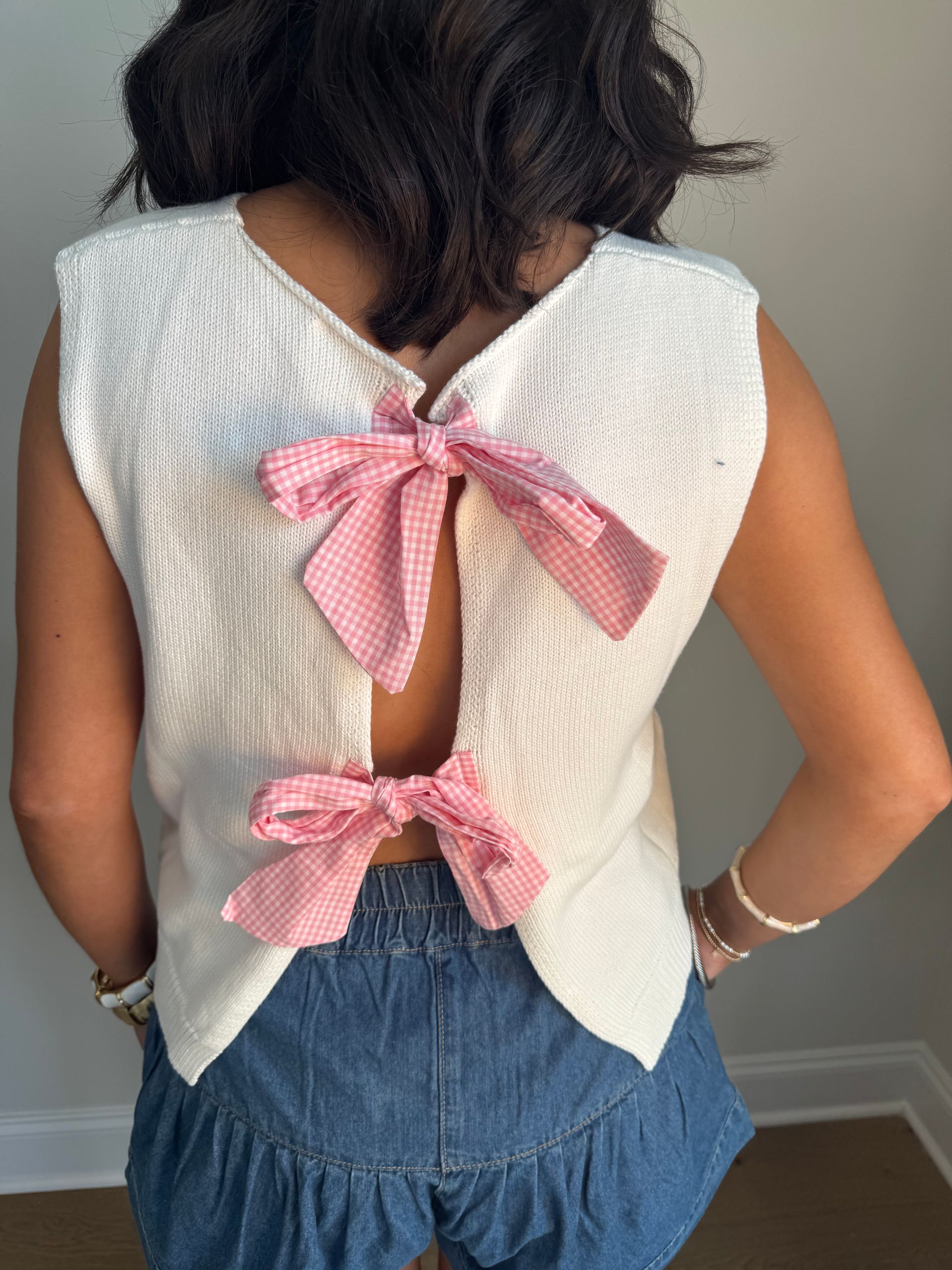 American Flag Back Tie Detail Knit Vest top