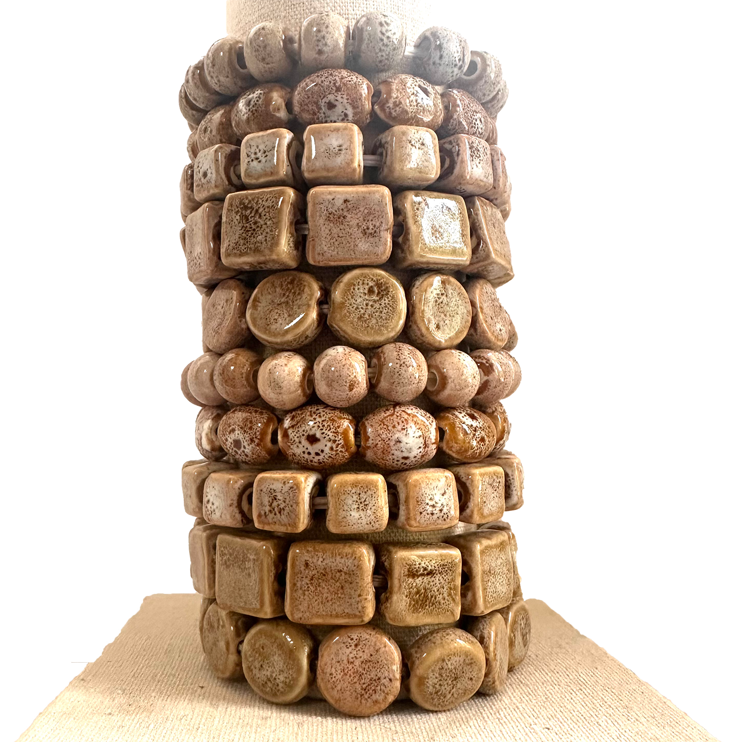 Beige Clay Bead Stretch Bracelets - Assorted shapes