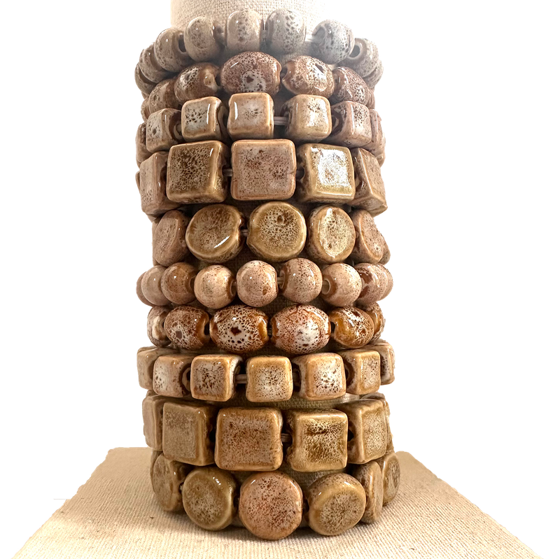 Beige Clay Bead Stretch Bracelets - Assorted shapes