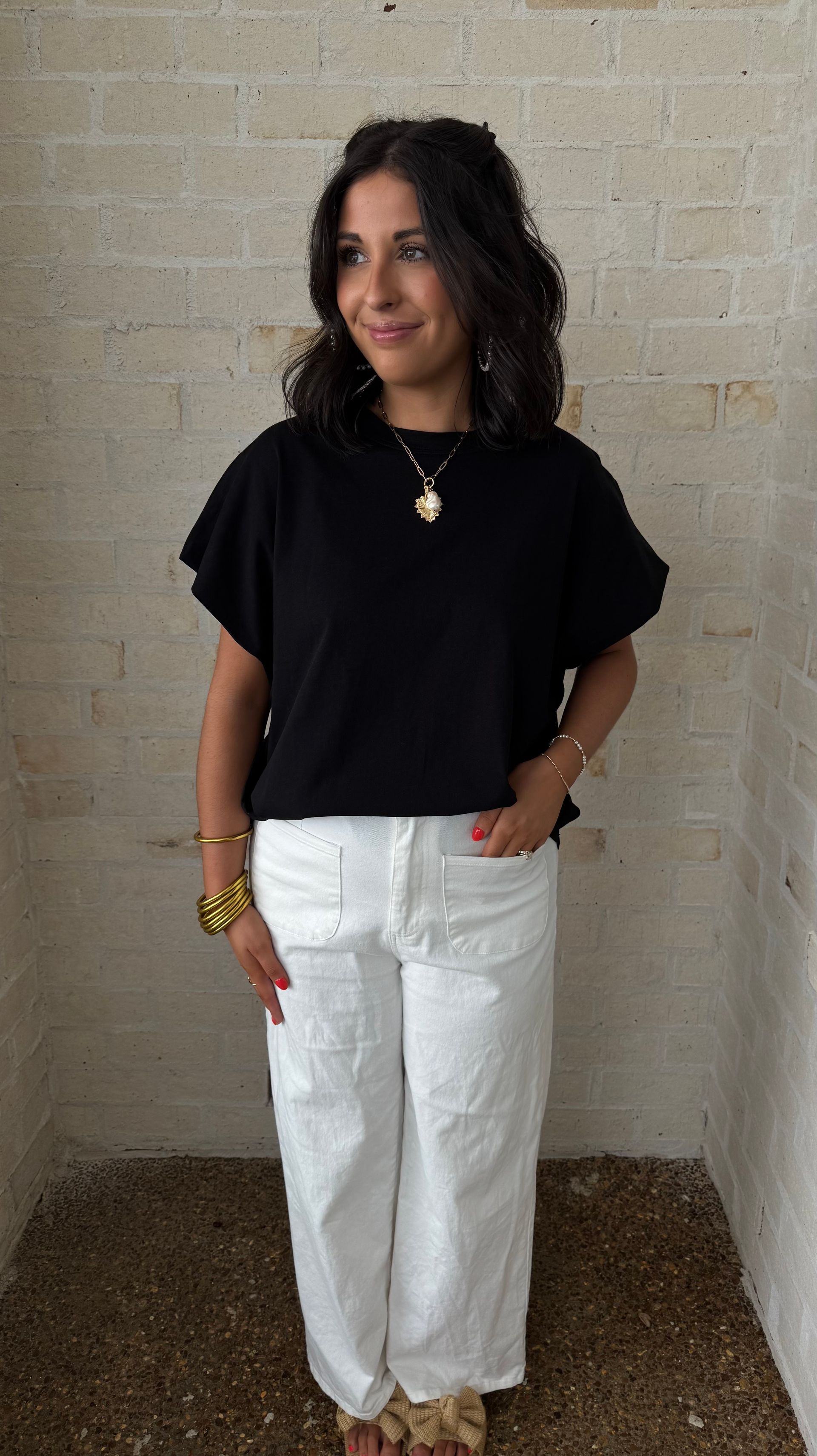 Black Solid Tunic Top