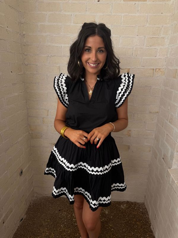Black Two-Piece Ruffle Mini Skirt Set