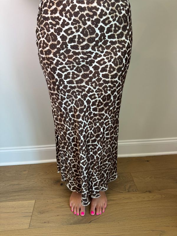 Cheetah Print Silky Slip Skirt