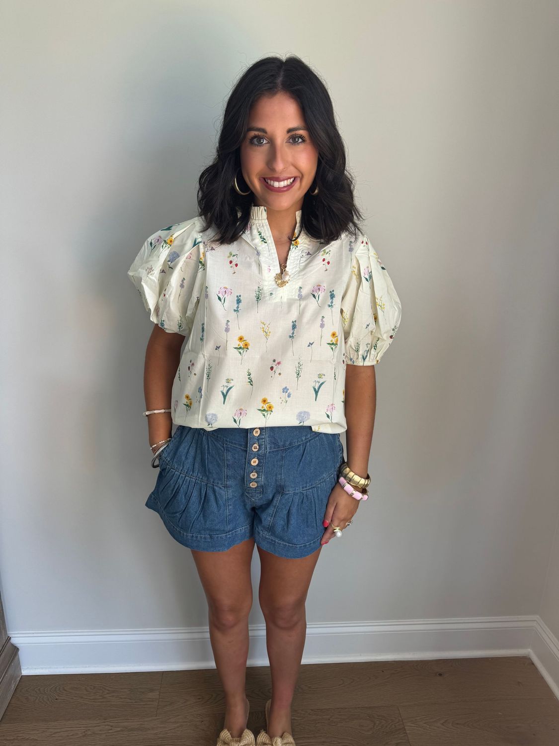 Cream Floral Top