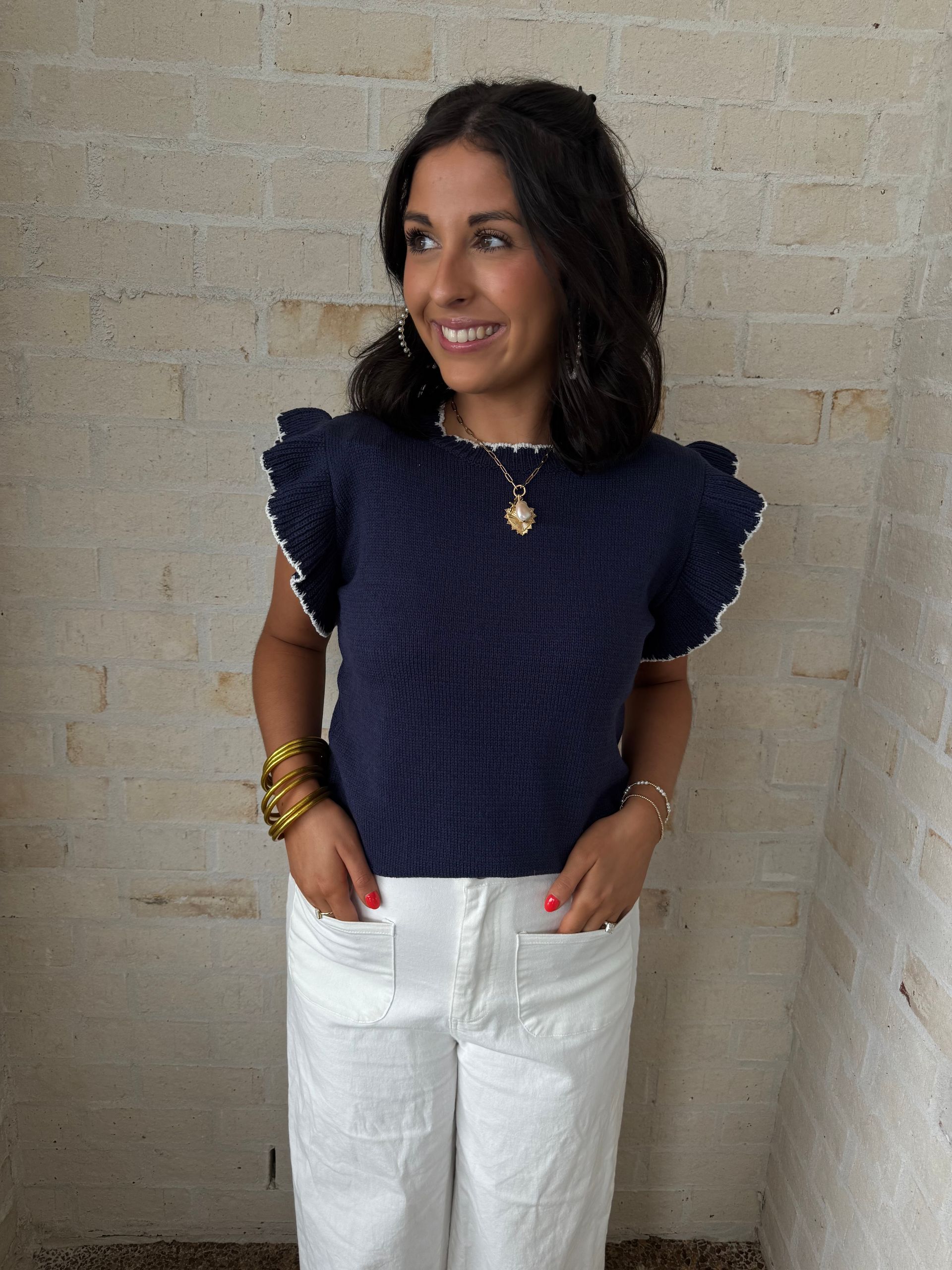 Embroidered Sweater Top