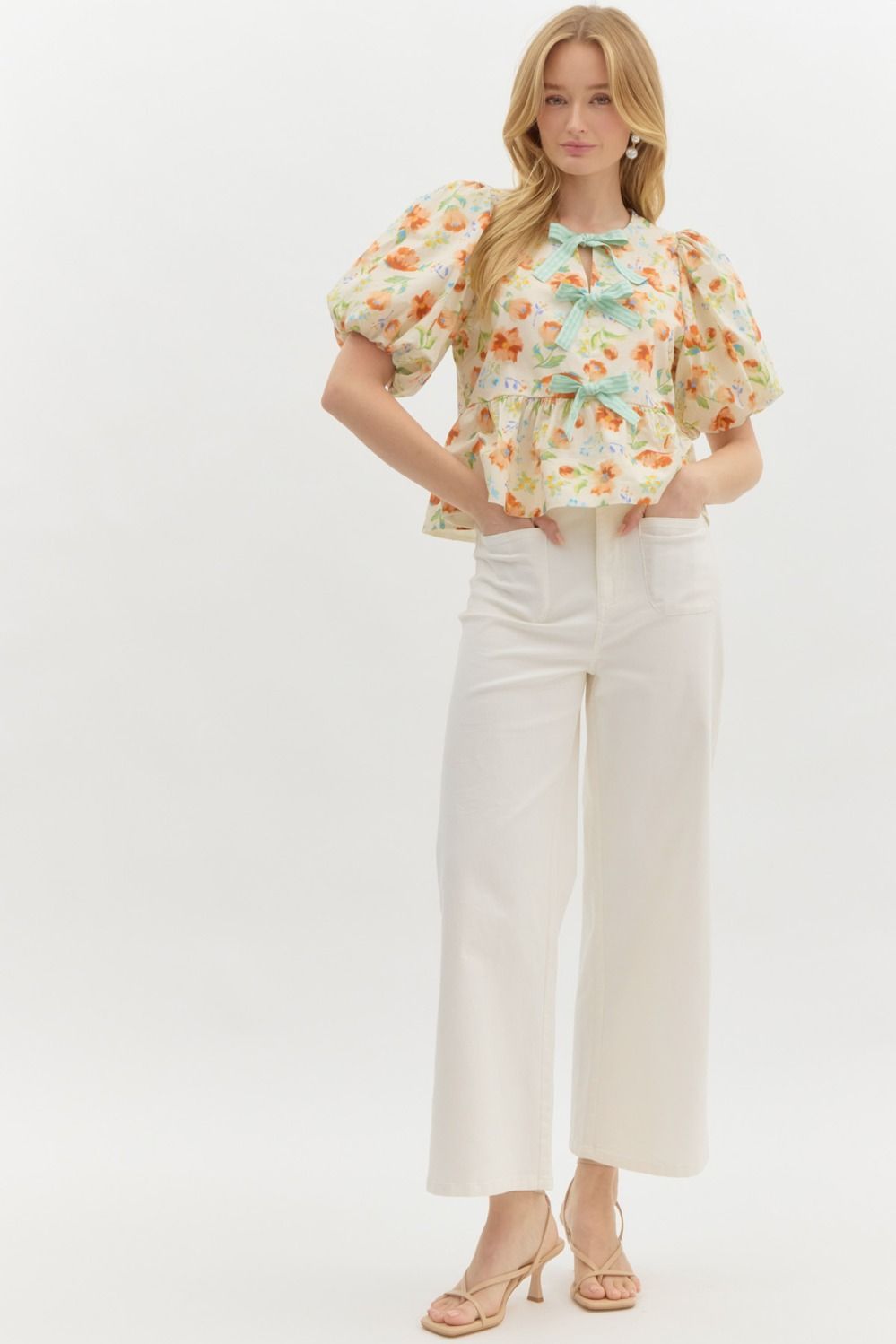 Entro White Wide Leg Pants