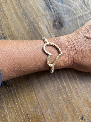 Gold Heart Bangle Bracelet