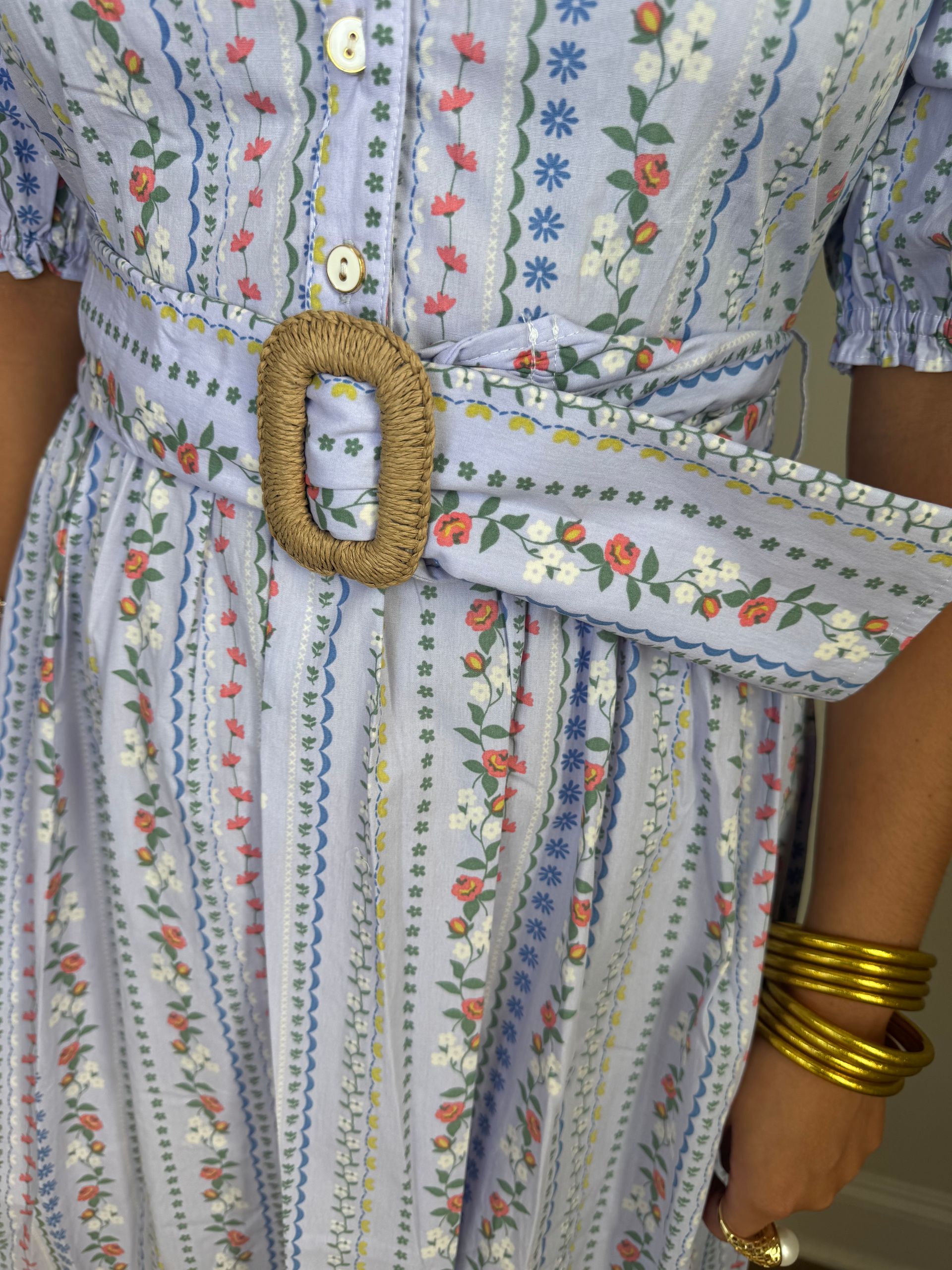 Karlie French Floral Belted Maxi Dress