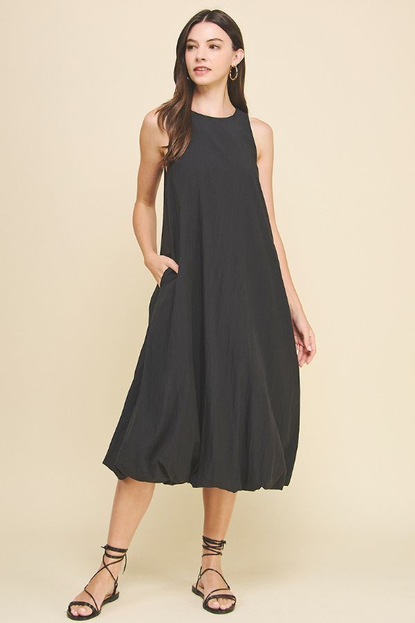 Kassidy Black Bubble Hem Midi Dress