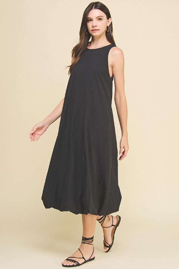 Kassidy Black Bubble Hem Midi Dress