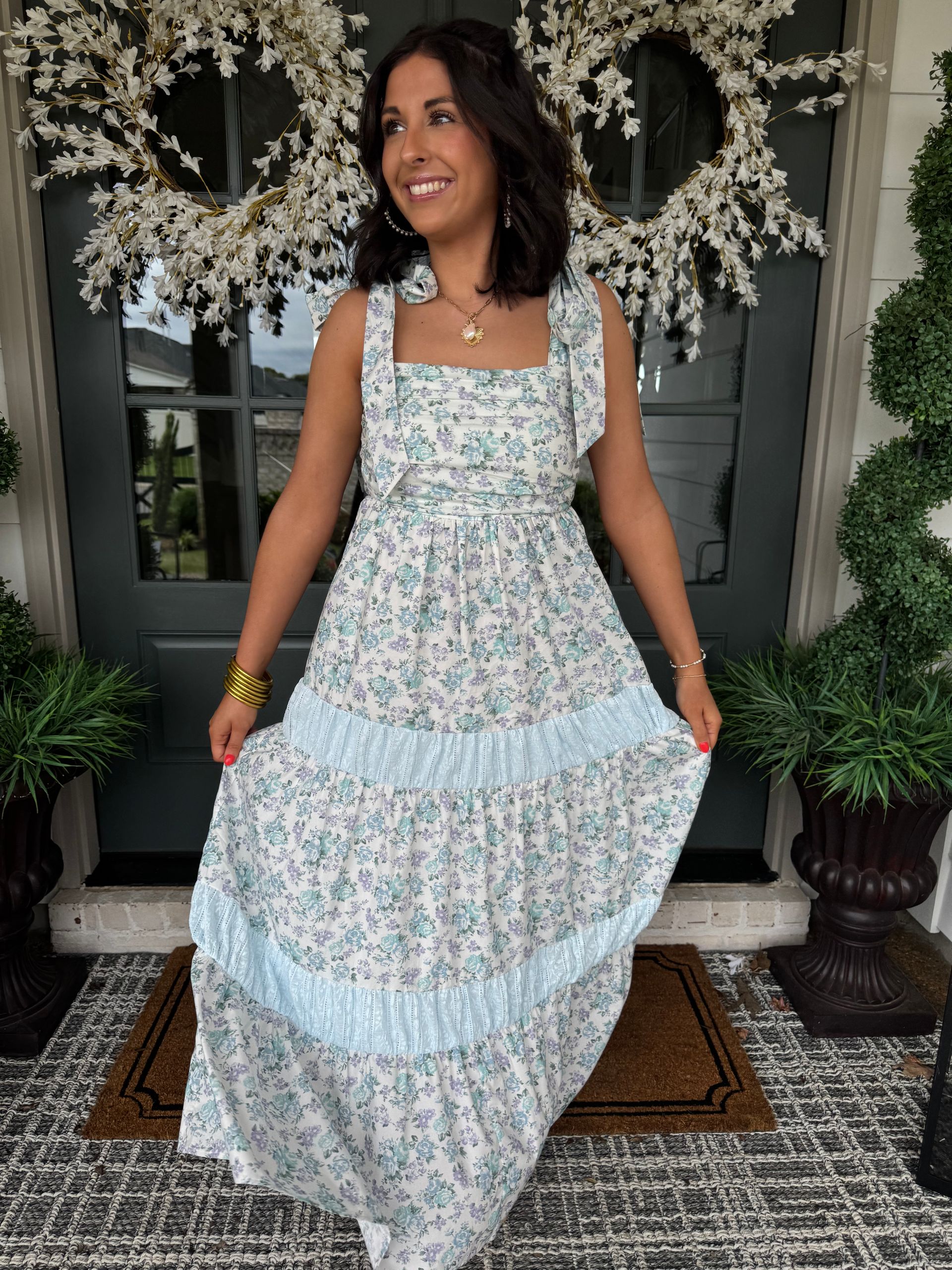 Lillian Blue Floral Maxi Dress