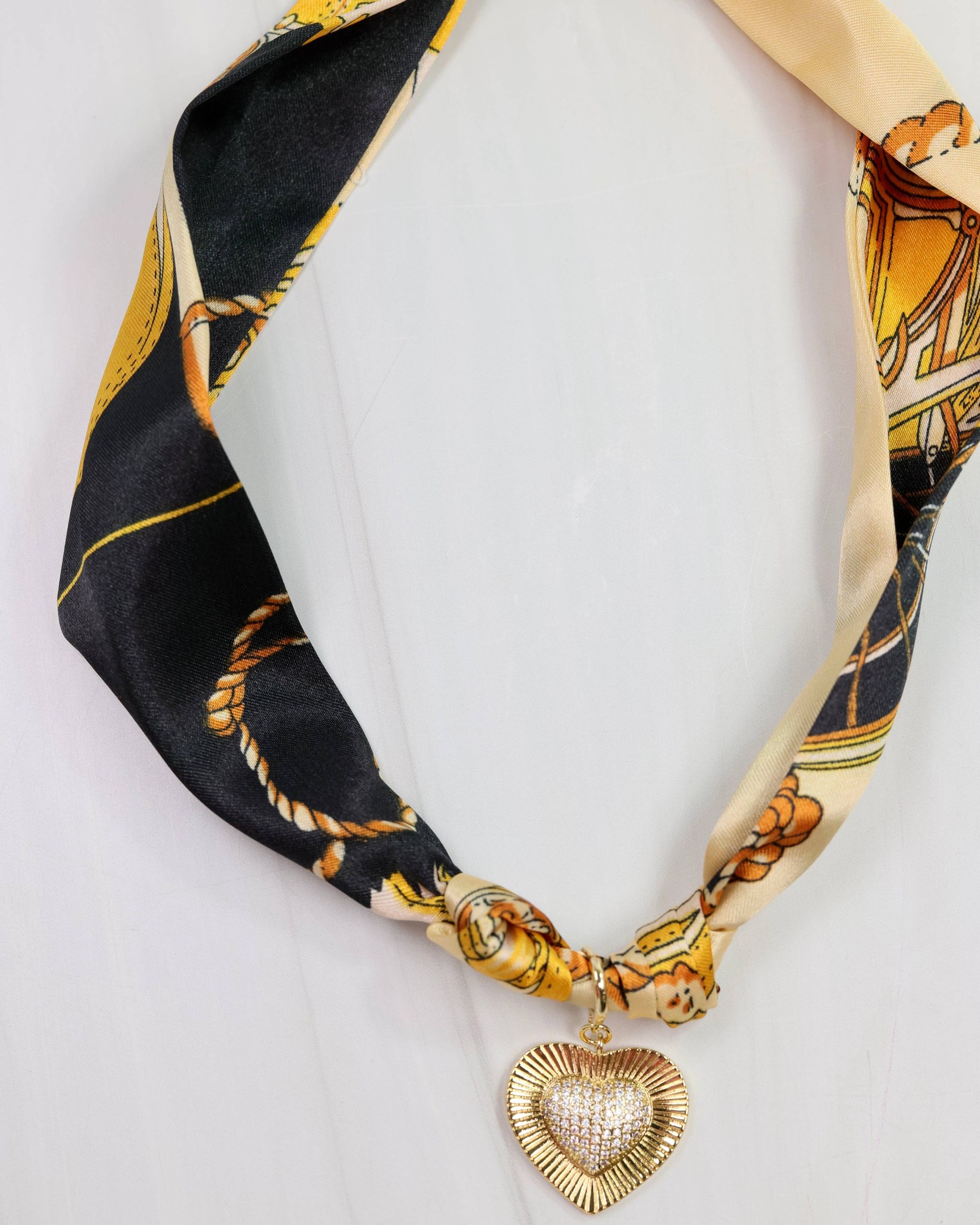 Lillie Scarf Charm Necklace BLACK GOLD