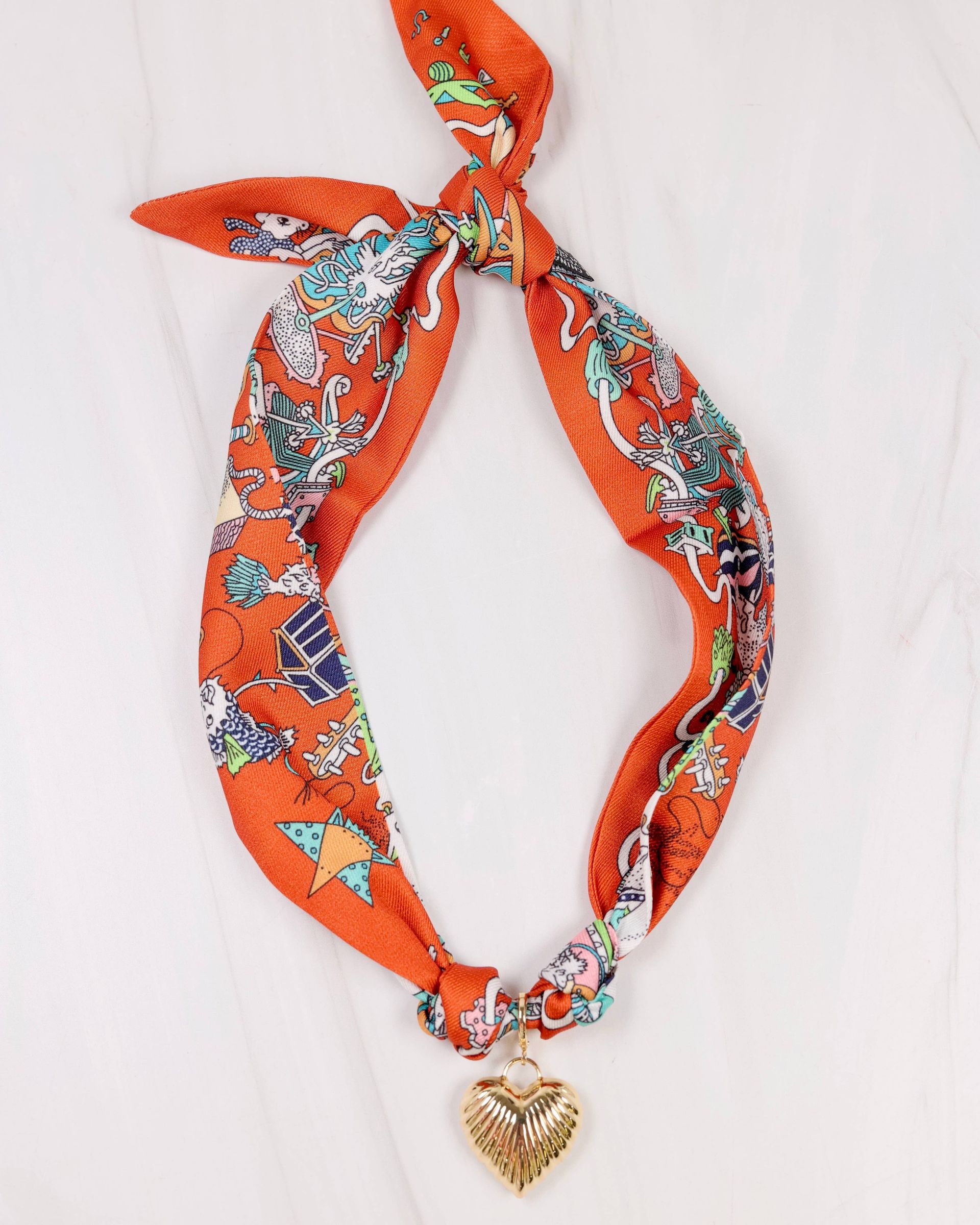 Lillie Scarf Charm Necklace ORANGE