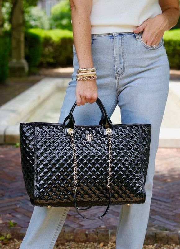 Melissa Tote Bag BLACK PATENT SQ